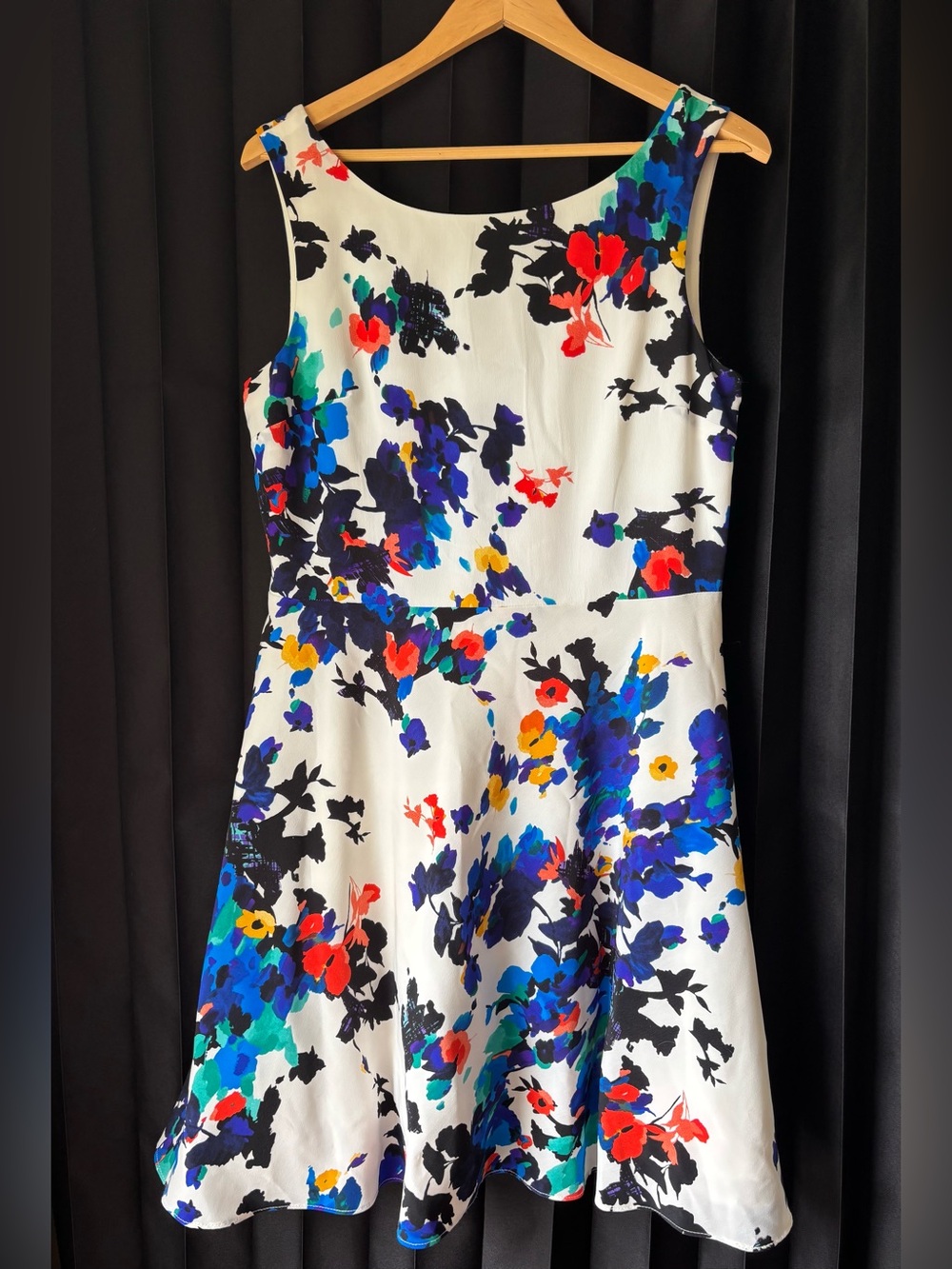 Betsey Johnson Floral Fit & Flare White Dress with Multicolor Floral Print